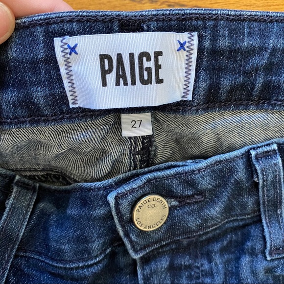PAIGE Straight Dark Wash Crop Jeans Sz 27 - Picture 3 of 10